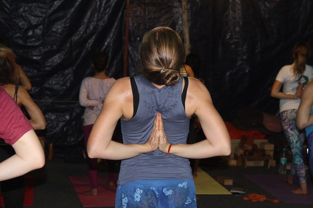 monika practicing yoga in rishikul yogshala 3